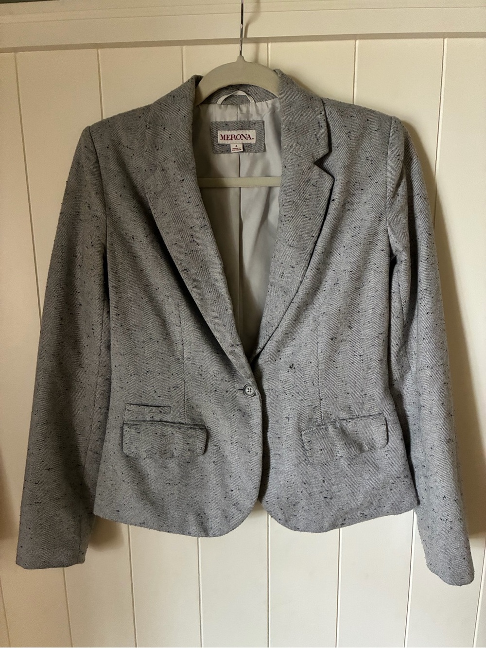 Merona Light Gray Tweed Single-Button Blazer